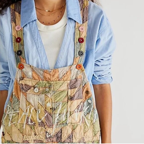 Magnolia Pearl Earthy Patchwork Overalls - Picture 3 of 8